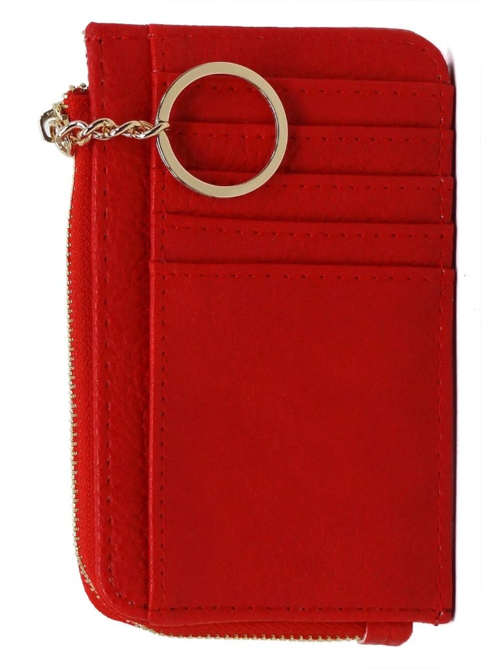 Fashion Card Holder Keychain Wallet - Red